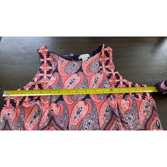 London Times Maxi Dress Paisley Sleeveless Coral Slits Artsy Boho Stretch Sz 10 - Picture 7 of 9